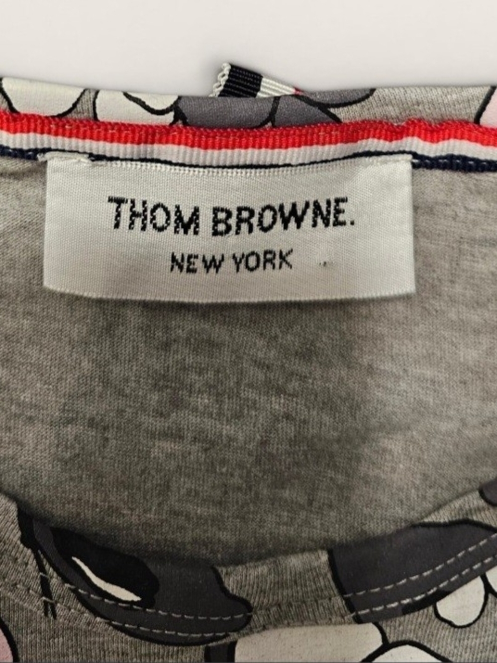 Rare Thom Browne Grey Tee with Pink & Black Butterfly Print - Picture 3 of 10